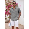 image:imageCOOFANDY Mens Button Down Shirts Short Sleeve Casual Summer Beach Vacation Wedding Shirt with PocketLight Grey