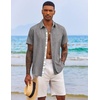 image:imageCOOFANDY Mens Button Down Shirts Short Sleeve Casual Summer Beach Vacation Wedding Shirt with PocketLight Grey