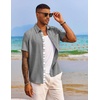 image:imageCOOFANDY Mens Button Down Shirts Short Sleeve Casual Summer Beach Vacation Wedding Shirt with PocketLight Grey