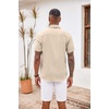 image:imageCOOFANDY Mens Button Down Shirts Short Sleeve Casual Summer Beach Vacation Wedding Shirt with PocketLight Khaki