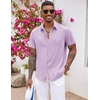 image:imageCOOFANDY Mens Button Down Shirts Short Sleeve Casual Summer Beach Vacation Wedding Shirt with PocketLight Purple