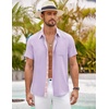 image:imageCOOFANDY Mens Button Down Shirts Short Sleeve Casual Summer Beach Vacation Wedding Shirt with PocketLight Purple