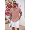 image:imageCOOFANDY Mens Button Down Shirts Short Sleeve Casual Summer Beach Vacation Wedding Shirt with PocketMisty Rose