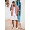 image:imageCOOFANDY Mens Button Down Shirts Short Sleeve Casual Summer Beach Vacation Wedding Shirt with PocketMisty Rose
