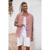 image:imageCOOFANDY Mens Button Down Shirts Short Sleeve Casual Summer Beach Vacation Wedding Shirt with PocketMisty Rose