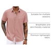 image:imageCOOFANDY Mens Button Down Shirts Short Sleeve Casual Summer Beach Vacation Wedding Shirt with PocketMisty Rose