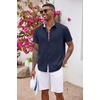 image:imageCOOFANDY Mens Button Down Shirts Short Sleeve Casual Summer Beach Vacation Wedding Shirt with PocketNavy Blue