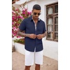 image:imageCOOFANDY Mens Button Down Shirts Short Sleeve Casual Summer Beach Vacation Wedding Shirt with PocketNavy Blue