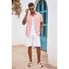 image:imageCOOFANDY Mens Button Down Shirts Short Sleeve Casual Summer Beach Vacation Wedding Shirt with PocketPink