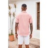 image:imageCOOFANDY Mens Button Down Shirts Short Sleeve Casual Summer Beach Vacation Wedding Shirt with PocketPink