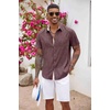 image:imageCOOFANDY Mens Button Down Shirts Short Sleeve Casual Summer Beach Vacation Wedding Shirt with PocketRed