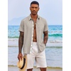 image:imageCOOFANDY Mens Button Down Shirts Short Sleeve Casual Summer Beach Vacation Wedding Shirt with PocketStone