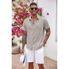 image:imageCOOFANDY Mens Button Down Shirts Short Sleeve Casual Summer Beach Vacation Wedding Shirt with PocketStone