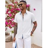 image:imageCOOFANDY Mens Button Down Shirts Short Sleeve Casual Summer Beach Vacation Wedding Shirt with PocketWhite  Blue Plaid