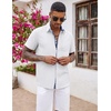 image:imageCOOFANDY Mens Button Down Shirts Short Sleeve Casual Summer Beach Vacation Wedding Shirt with PocketWhite  Blue Plaid