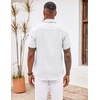 image:imageCOOFANDY Mens Button Down Shirts Short Sleeve Casual Summer Beach Vacation Wedding Shirt with PocketWhite  Blue Plaid