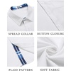 image:imageCOOFANDY Mens Button Down Shirts Short Sleeve Casual Summer Beach Vacation Wedding Shirt with PocketWhite  Blue Plaid