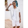 image:imageCOOFANDY Mens Button Down Shirts Short Sleeve Casual Summer Beach Vacation Wedding Shirt with PocketWhite