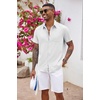 image:imageCOOFANDY Mens Button Down Shirts Short Sleeve Casual Summer Beach Vacation Wedding Shirt with PocketWhite