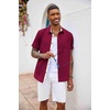 image:imageCOOFANDY Mens Button Down Shirts Short Sleeve Casual Summer Beach Vacation Wedding Shirt with PocketWine Red
