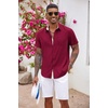 image:imageCOOFANDY Mens Button Down Shirts Short Sleeve Casual Summer Beach Vacation Wedding Shirt with PocketWine Red