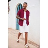 image:imageCOOFANDY Mens Button Down Shirts Short Sleeve Casual Summer Beach Vacation Wedding Shirt with PocketWine Red