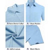 image:imageCOOFANDY Mens Button Down Short Sleeve Shirt Casual Cotton Summer Beach Linen Wedding Shirts with PocketClear Blue