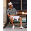 image:imageCOOFANDY Mens Button Down Short Sleeve Shirt Casual Cotton Summer Beach Linen Wedding Shirts with PocketDark Grey