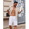 image:imageCOOFANDY Mens Button Down Short Sleeve Shirt Casual Cotton Summer Beach Linen Wedding Shirts with PocketKhaki