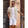 image:imageCOOFANDY Mens Button Down Short Sleeve Shirt Casual Cotton Summer Beach Linen Wedding Shirts with PocketKhaki