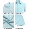 image:imageCOOFANDY Mens Button Down Short Sleeve Shirt Casual Cotton Summer Beach Linen Wedding Shirts with PocketLight Blue