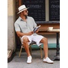 image:imageCOOFANDY Mens Button Down Short Sleeve Shirt Casual Cotton Summer Beach Linen Wedding Shirts with PocketLight Grey