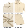 image:imageCOOFANDY Mens Button Down Short Sleeve Shirt Casual Cotton Summer Beach Linen Wedding Shirts with PocketLight Khaki
