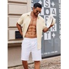 image:imageCOOFANDY Mens Button Down Short Sleeve Shirt Casual Cotton Summer Beach Linen Wedding Shirts with PocketLight Khaki
