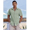 image:imageCOOFANDY Mens Button Down Short Sleeve Shirt Casual Cotton Summer Beach Linen Wedding Shirts with PocketMint Green