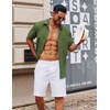 image:imageCOOFANDY Mens Button Down Short Sleeve Shirt Casual Cotton Summer Beach Linen Wedding Shirts with PocketOlive Green
