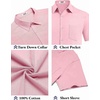 image:imageCOOFANDY Mens Button Down Short Sleeve Shirt Casual Cotton Summer Beach Linen Wedding Shirts with PocketPink