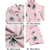image:imageCOOFANDY Mens Button Down Short Sleeve Shirt Casual Cotton Summer Beach Linen Wedding Shirts with PocketPinkcoconut Tree