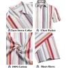 image:imageCOOFANDY Mens Button Down Short Sleeve Shirt Casual Cotton Summer Beach Linen Wedding Shirts with PocketRetro Stripe
