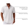 image:imageCOOFANDY Mens Button Down Short Sleeve Shirt Casual Cotton Summer Beach Linen Wedding Shirts with PocketWhite