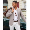 image:imageCOOFANDY Mens Casual Blazer Knit Sport Coat Lightweight Two Button Suit JacketCoffee