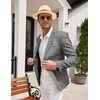 image:imageCOOFANDY Mens Casual Blazer Slim Fit Sport Coat Lightweight Two Button Suit JacketsPlaid Blazer Dark Gray
