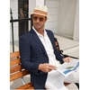 image:imageCOOFANDY Mens Casual Blazer Slim Fit Sport Coat Lightweight Two Button Suit JacketsPlaid Blazer Navy Blue