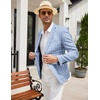 image:imageCOOFANDY Mens Casual Blazer Slim Fit Sport Coat Lightweight Two Button Suit JacketsPlaid Blazer Sky Blue