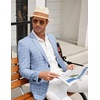 image:imageCOOFANDY Mens Casual Blazer Slim Fit Sport Coat Lightweight Two Button Suit JacketsPlaid Blazer Sky Blue