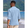 image:imageCOOFANDY Mens Casual Button Down Shirt Summer Beach Shirts Long Sleeve Cuban Collared Tropical Textured Shirts