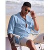 image:imageCOOFANDY Mens Casual Button Down Shirt Summer Beach Shirts Long Sleeve Cuban Collared Tropical Textured Shirts