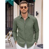 image:imageCOOFANDY Mens Casual Button Down Shirt Untucked Long Sleeve Stretch Denim Dress ShirtArmy Green