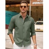 image:imageCOOFANDY Mens Casual Button Down Shirt Untucked Long Sleeve Stretch Denim Dress ShirtArmy Green