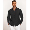 image:imageCOOFANDY Mens Casual Button Down Shirt Untucked Long Sleeve Stretch Denim Dress ShirtBlack